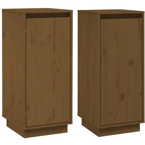 YOUTHUP Buffets 2 Pcs Marron Miel 31,5x34x75 Cm Bois Massif De Pin - Brun 2 YOUTHUP Buffets 2 Pcs Marron Miel 31,5x34x75 Cm Bois Massif De Pin - Brun – Image 2