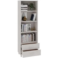 YOUTHUP Buffet Haut Blanc 60x35x180 Cm Bois Massif De Pin - Blanc -Buffet et enfilade Soldes 59761094 3