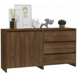 YOUTHUP Buffets 2 Pcs Chêne Marron Bois D'ingénierie - Brun -Buffet et enfilade Soldes 59761154 3