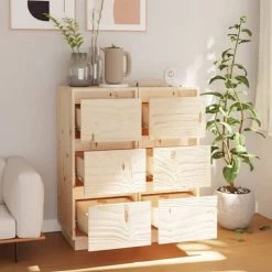 YOUTHUP Buffets 2 Pcs 32x34x75 Cm Bois Massif De Pin - Brun -Buffet et enfilade Soldes 59761292 3
