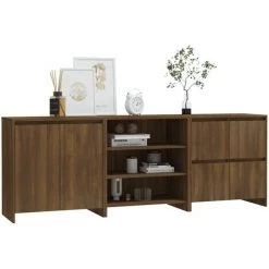 YOUTHUP Buffets 3 Pcs Chêne Marron Bois D'ingénierie - Brun -Buffet et enfilade Soldes 59761339 3