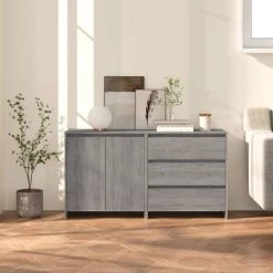 YOUTHUP Buffets 2 Pcs Sonoma Gris Bois D'ingénierie - Gris