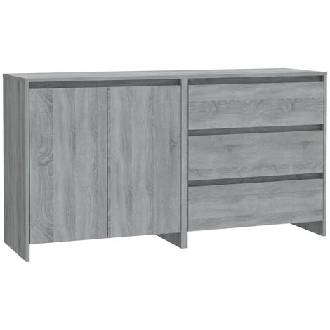 YOUTHUP Buffets 2 Pcs Sonoma Gris Bois D'ingénierie - Gris 2 YOUTHUP Buffets 2 Pcs Sonoma Gris Bois D'ingénierie - Gris – Image 2