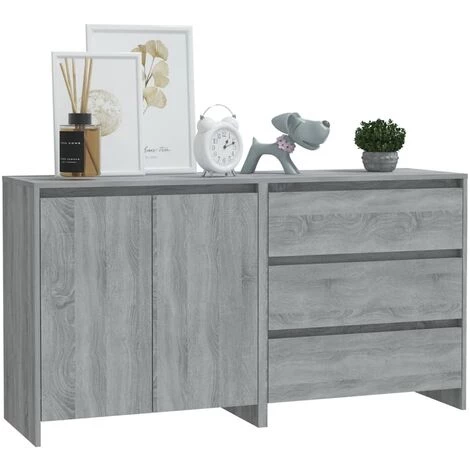 YOUTHUP Buffets 2 Pcs Sonoma Gris Bois D'ingénierie - Gris 3 YOUTHUP Buffets 2 Pcs Sonoma Gris Bois D'ingénierie - Gris – Image 3