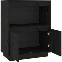 YOUTHUP Buffet Noir 60x34x75 Cm Bois Massif De Pin - Noir 9 YOUTHUP Buffet Noir 60x34x75 Cm Bois Massif De Pin - Noir -Buffet et enfilade Soldes 59761507 5