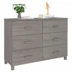 YOUTHUP Buffet Gris Clair 113x40x80 Cm Bois Massif De Pin - Gris -Buffet et enfilade Soldes 59761704 4