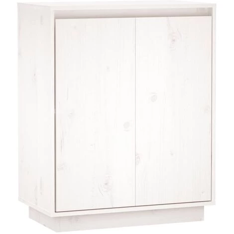 YOUTHUP Buffet Blanc 60x34x75 Cm Bois Massif De Pin - Blanc 2 YOUTHUP Buffet Blanc 60x34x75 Cm Bois Massif De Pin - Blanc – Image 2