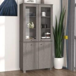 YOUTHUP Buffet Bois Massif De Pin Gris Clair - Gris