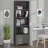YOUTHUP Buffet Gris Foncé 60x35x180 Cm Bois Massif De Pin - Gris