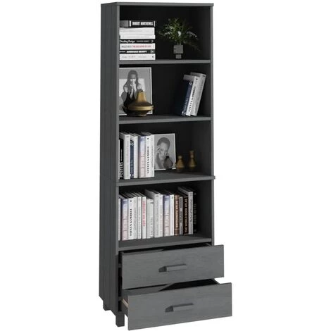 YOUTHUP Buffet Gris Foncé 60x35x180 Cm Bois Massif De Pin - Gris 3 YOUTHUP Buffet Gris Foncé 60x35x180 Cm Bois Massif De Pin - Gris – Image 3