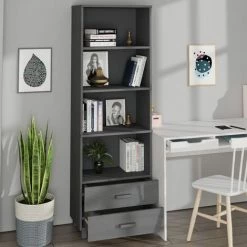 YOUTHUP Buffet Gris Foncé 60x35x180 Cm Bois Massif De Pin - Gris 8 YOUTHUP Buffet Gris Foncé 60x35x180 Cm Bois Massif De Pin - Gris -Buffet et enfilade Soldes 59761825 4