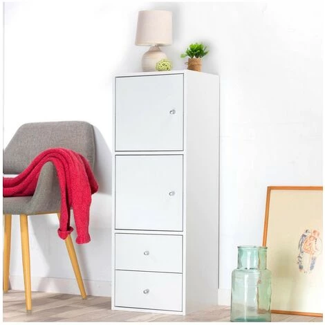 CASAME Meuble De Rangement 2 Portes Et 2 Tiroirs - L32 X P30 X H94 Cm - Casâme 2 CASAME Meuble De Rangement 2 Portes Et 2 Tiroirs - L32 X P30 X H94 Cm - Casâme – Image 2