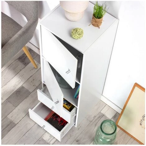 CASAME Meuble De Rangement 2 Portes Et 2 Tiroirs - L32 X P30 X H94 Cm - Casâme 5 CASAME Meuble De Rangement 2 Portes Et 2 Tiroirs - L32 X P30 X H94 Cm - Casâme – Image 5