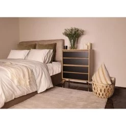 COTECOSY Buffet Haut Velmary H86cm Chêne Clair Et Noir - Chêne Clair