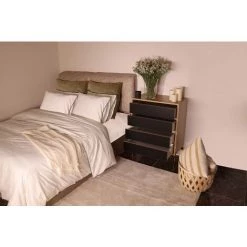 COTECOSY Buffet Haut Velmary H86cm Chêne Clair Et Noir - Chêne Clair -Buffet et enfilade Soldes 59799719 3