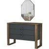 COTECOSY Ensemble Buffet Et Miroir Murale Jesse Bois Et Anthracite - Bois / Gris