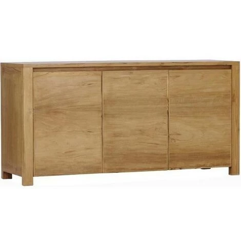 Paris Prix - Buffet 3 Portes En Teck "square" 150cm Naturel 1 Paris Prix - Buffet 3 Portes En Teck "square" 150cm Naturel