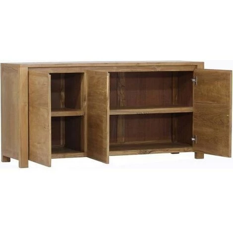 Paris Prix - Buffet 3 Portes En Teck "square" 150cm Naturel 3 Paris Prix - Buffet 3 Portes En Teck "square" 150cm Naturel – Image 3