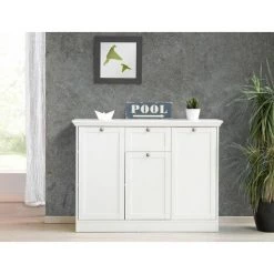 ZENZERO SHOP Buffet, Buffet Avec 3 Portes Et 1 Tiroir Finition Blanche