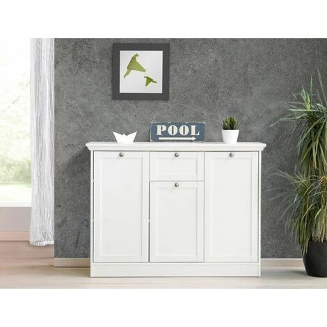 ZENZERO SHOP Buffet, Buffet Avec 3 Portes Et 1 Tiroir Finition Blanche 1 ZENZERO SHOP Buffet, Buffet Avec 3 Portes Et 1 Tiroir Finition Blanche