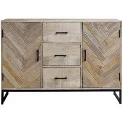 ALTOBUY MANKO - Bahut 2 Portes 3 Tiroirs En Manguier Massif - Naturel