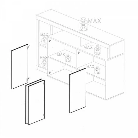 DANSMAMAISON Buffet Moderne En Bois 4 Portes Blanc Laqué Brillant/Bois Fumé - POSITANO - L 184 X L 42 X H 93 Cm - Bois 4 DANSMAMAISON Buffet Moderne En Bois 4 Portes Blanc Laqué Brillant/Bois Fumé - POSITANO - L 184 X L 42 X H 93 Cm - Bois – Image 4