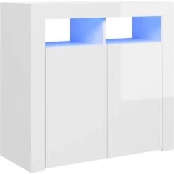 INLIFE Buffet Avec Lumières LED Blanc Brillant 80x35x75 Cm -Buffet et enfilade Soldes 59848130 2