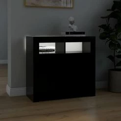 INLIFE Buffet Avec Lumières LED Noir 80x35x75 Cm -Buffet et enfilade Soldes 59848912 5