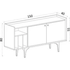 COTECOSY Buffet Bas 4 Portes Et 4 Niches Erebos 150cm Blanc - Blanc -Buffet et enfilade Soldes 59857236 5
