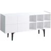 COTECOSY Buffet Bas 4 Portes Et 6 Compartiments Ibara Blanc - Blanc
