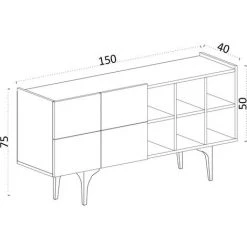 COTECOSY Buffet Bas 4 Portes Et 6 Compartiments Ibara Blanc - Blanc -Buffet et enfilade Soldes 59857306 5