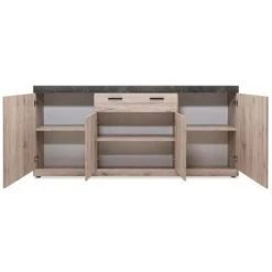 AUTRES Buffet - Décor Chene Sorrento Et Béton - Contemporain - 4 Portes - MALTA - L 200 Cm -Buffet et enfilade Soldes 60044174 4