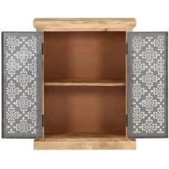 Topdeal Buffet Avec Portes En Acier 60x35x75 Cm Bois De Manguier Solide FF289094_FR -Buffet et enfilade Soldes 60046247 4