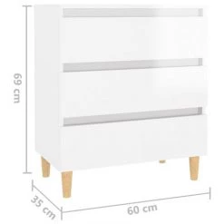 FIMEI Buffet Blanc Brillant 60x35x69 Cm Aggloméré 9 FIMEI Buffet Blanc Brillant 60x35x69 Cm Aggloméré -Buffet et enfilade Soldes 60100190 5