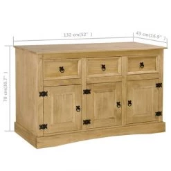 FIMEI Buffet Gamme Corona Pin Massif Mexicain 132x43x78 Cm -Buffet et enfilade Soldes 60100289 5
