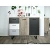 CAESAROO Buffet 118x86H Cm Aruba Avec Deux Portes Chêne Clair Et Trois Tiroirs En Trois Couleurs | Chêne Et Gris