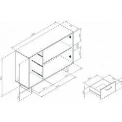CAESAROO Buffet 118x86H Cm Aruba Avec Deux Portes Chêne Clair Et Trois Tiroirs En Trois Couleurs | Chêne Et Gris 9 CAESAROO Buffet 118x86H Cm Aruba Avec Deux Portes Chêne Clair Et Trois Tiroirs En Trois Couleurs | Chêne Et Gris -Buffet et enfilade Soldes 60101377 5
