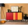 CAESAROO Buffet 145x81H Cm Multicouleurs Avec Deux Portes Et Deux Tiroirs | Multicolor
