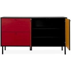 CAESAROO Buffet 145x81H Cm Multicouleurs Avec Deux Portes Et Deux Tiroirs | Multicolor -Buffet et enfilade Soldes 60101388 4