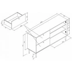 CAESAROO Buffet 145x81H Cm Multicouleurs Avec Deux Portes Et Deux Tiroirs | Multicolor -Buffet et enfilade Soldes 60101388 5