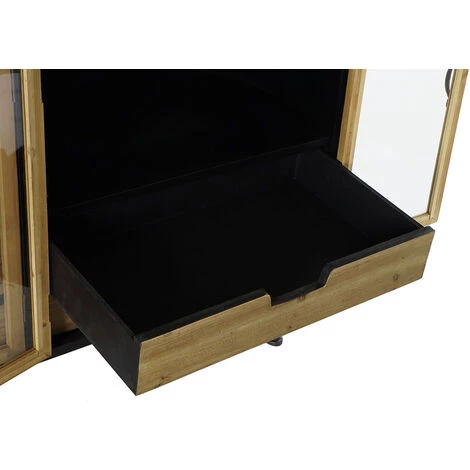 Buffet Meuble De Rangement En Bois De Sapin Marron Clair / Noir Et Verre - Longueur 120 X Hauteur 76 X Profondeur 40 Cm -PEGANE- 4 Buffet Meuble De Rangement En Bois De Sapin Marron Clair / Noir Et Verre - Longueur 120 X Hauteur 76 X Profondeur 40 Cm -PEGANE- – Image 4