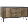 Buffet Meuble De Rangement En Bois Sapin Naturel Et Métal Coloris Noir - Longueur 144 X Hauteur 75 X Profondeur 45 Cm -PEGANE-