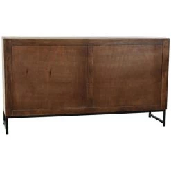 Buffet Meuble De Rangement En Bois De Manguier Coloris Blanc Et Métal Noir - Longueur 155 X Hauteur 80 X Profondeur 40 Cm -PEGANE- -Buffet et enfilade Soldes 60152578 3
