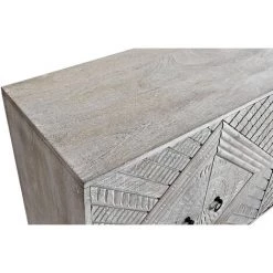 Buffet Meuble De Rangement En Bois De Manguier Coloris Blanc Et Métal Noir - Longueur 155 X Hauteur 80 X Profondeur 40 Cm -PEGANE- -Buffet et enfilade Soldes 60152578 5