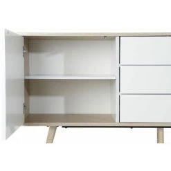 Buffet Meuble De Rangement En MDF Coloris Blanc / Naturel Et Métal - Longueur 170 X Hauteur 76 X Profondeur 45 Cm -PEGANE- 8 Buffet Meuble De Rangement En MDF Coloris Blanc / Naturel Et Métal - Longueur 170 X Hauteur 76 X Profondeur 45 Cm -PEGANE- -Buffet et enfilade Soldes 60153045 4