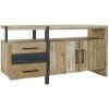 Buffet Meuble De Rangement En Acacia Coloris Naturel / Noir Et Métal - Longueur 170 X Hauteur 90 X Profondeur 54 Cm -PEGANE-