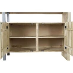 Buffet Meuble De Rangement En Acacia Coloris Naturel / Noir Et Métal - Longueur 170 X Hauteur 90 X Profondeur 54 Cm -PEGANE- -Buffet et enfilade Soldes 60153503 3