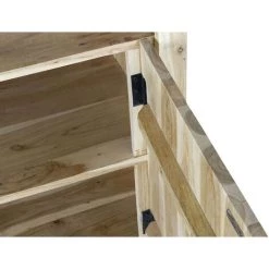 Buffet Meuble De Rangement En Acacia Coloris Naturel / Noir Et Métal - Longueur 170 X Hauteur 90 X Profondeur 54 Cm -PEGANE- -Buffet et enfilade Soldes 60153503 5