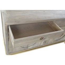 Buffet Meuble De Rangement En Peuplier Coloris Marron Et Métal Doré - Longueur 150 X Hauteur 80 X Profondeur 50 Cm -PEGANE- -Buffet et enfilade Soldes 60153509 4