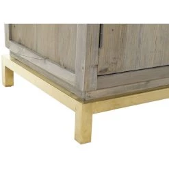 Buffet Meuble De Rangement En Peuplier Coloris Marron Et Métal Doré - Longueur 150 X Hauteur 80 X Profondeur 50 Cm -PEGANE- -Buffet et enfilade Soldes 60153509 5